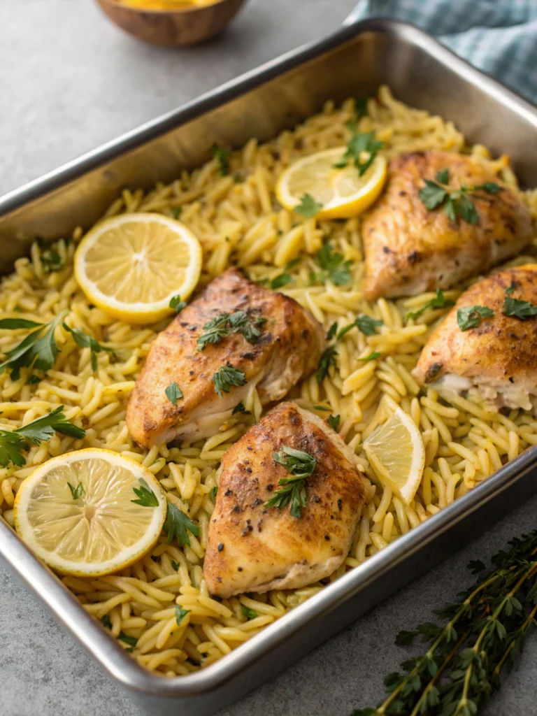 One-Pan Lemon Chicken & Orzo: A Delicious Mediterranean-Inspired Dinner